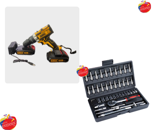 Kit Herramienta x46&Taladro Dewalt 24 V