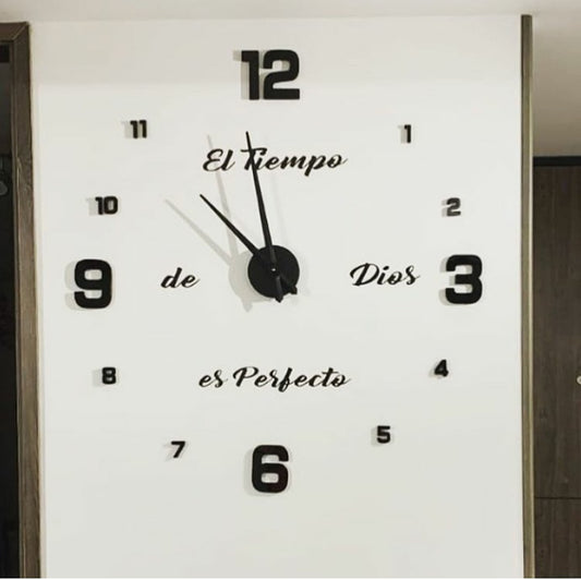 RELOJ DE PARED  3D+ FRASE 100 X100 CM